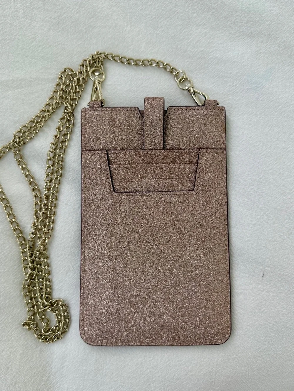 kate spade Rose Gold Glitter Crossbody Phone Bag